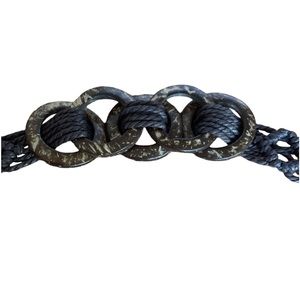 Dark Brown Macrame Bohemian Six Strand Cords Belt Hoops Gypsy Hippie Boho Womans